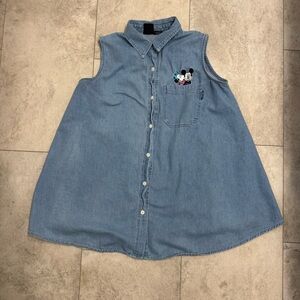 Disney Denim sleeveless tunic button down
